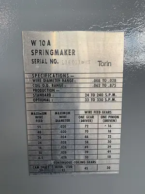 USED TORRINGTON W-10A