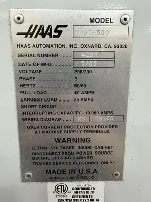 Used 2005 HAAS MDC-500 Vertical Machining Centers Georgia US | The Equipment Hub #1148001