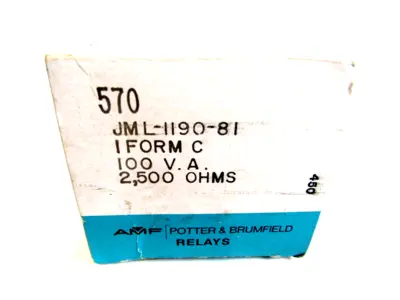NEW POTTER & BRUMFIELD JML-1190-81 RELAY MERCURY WETTED 8PIN JML119081