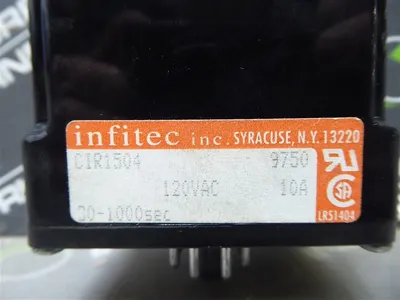 Infitec Inc. CIR1504 Time Delay Relay 30 - 1000 seconds 120VAC 10A Used