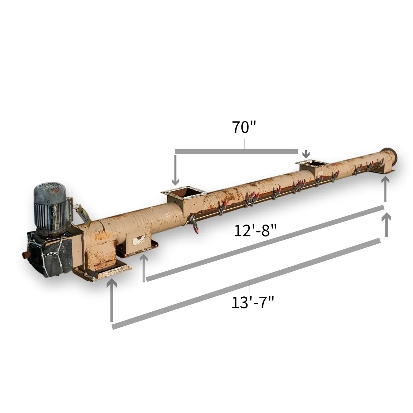 7" dia. X 13'-6' long Tubular Screw Conveyor w/ PVC Auger