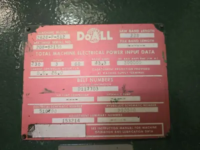 Used DOALL 2624-P-512 Plate Saws California US | TNT Industrial #1295704