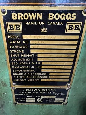BROWN & BOGGS #SS2-400-96-48 Straight Side Double Crank Press | Universal Press & Machinery (UPM) (12)