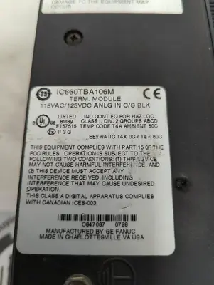 Used GE FANUC IC660BBA106 Industrial Controls Ohio US | Surplus Asset Holdings #1364246