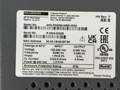 New | in-Stock KOLLMORGEN AKDP00306NBEI0000 Servo Drives Ohio US | HGR 24 #1291884