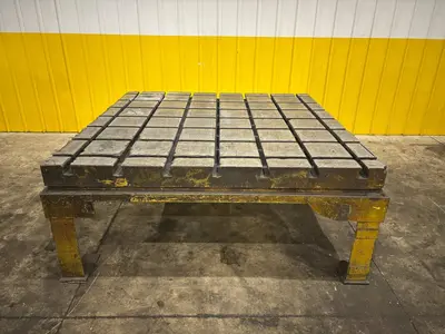 6' X 6' STEEL SLOTTED WORK LAYOUT TABLE WITH DIRECTIONAL T SLOTS: YOBRO #24457