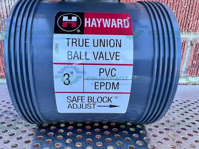 USED HAYWARD CONTROLS EVR6 D SOLENOID VALVE 115 V W/ HAYWARD 3" TRUE UNION BALL VALVE