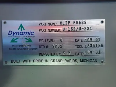 Used DYNAMIC U251 M/R RETAINER Pneumatic Presses Ohio US | HGR 24 #1095700