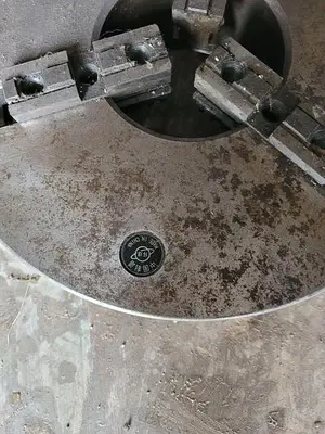 Large 15'' Diameter Flat Mounted Lathe Chuck w/5 1/4'' Thru Hole, 4'' Thick