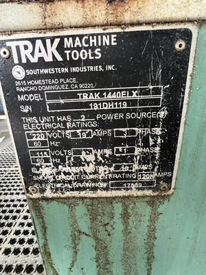 2019 SOUTHWESTERN INDUSTRIES TRAK TRL 1440 LATHES, CNC, FLAT BED | Wheeler Machinery Sales (10)
