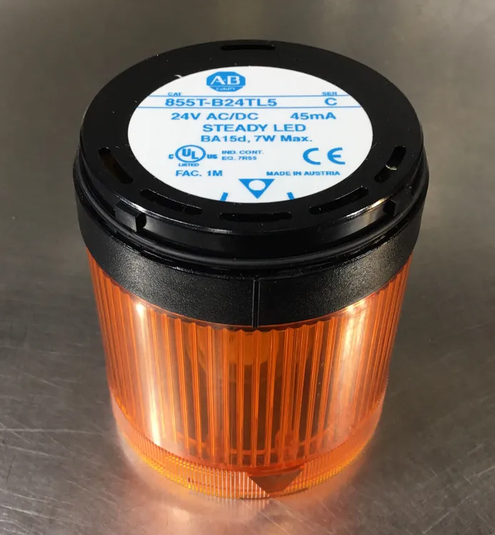 Used Allen-Bradley 855T-B24TL5 Ser. C Steady Orange LED Stack Light Light Source Equipment South Carolina US | Palmetto Automation #1160950