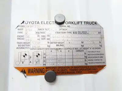 Toyota 8FBE15U Electric Forklift Dual-Wheel Rear Axle Assembly Off 8FBE15U *Read