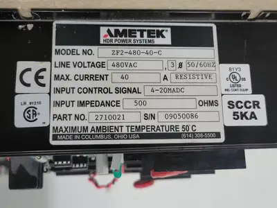 USED AMETEK ZF2-480-40-C