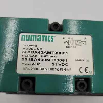 Used NUMATICS NUMATICS 553BA43AMT00061 24 VDC Parts (Hydraulics and Pneumatics) | ND Industrial Surplus #1219177