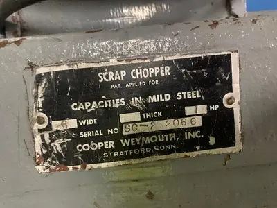 3547-570 Cooper-Weymouth 6″ Motorized Scrap Chopper Type SC 6″x1/16″ Capacity
