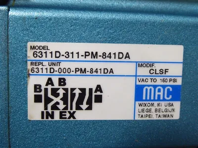 MAC 6311D-311-PM-841DA 4-Way Pneumatic Valve 125VDC no box