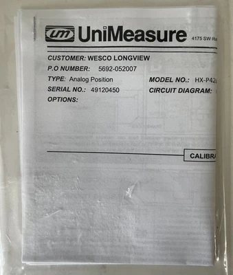 NEW UniMeasure HX-P420-25-S10-N0S-1BK