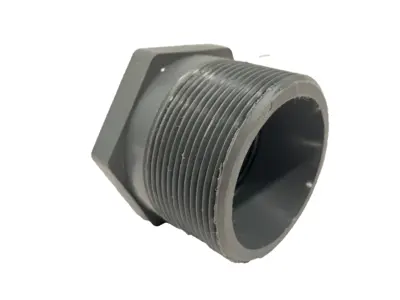 USED NIBCO 2" X 1-1/4" REDUCER BUSHING PVC-I NSF 2"LENGTH, 2-1/2" HEX