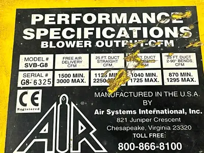 SVB-G8 | Air Systems International  Confined Space Blower - Used