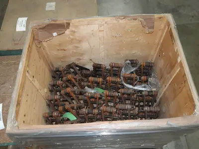 3 CRATES OF ASSORTED STEEL, ROLLER CHAIN, PLATES, DRUM DOORS