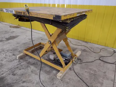 USED ECONO LIFT #SL36-40 HYDRAULIC DOUBLE ROLLER TOP STYLE LIFT TABLE, 110V: STOCK #20955