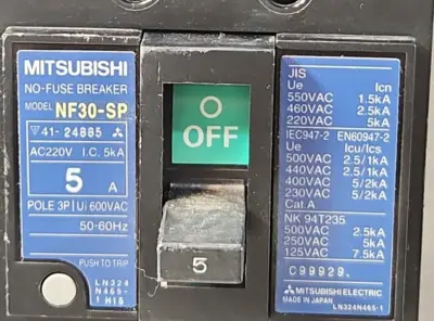 Mitsubishi NF30-SP 5A NO-Fuse Use Breaker 3 Pole loc4B9