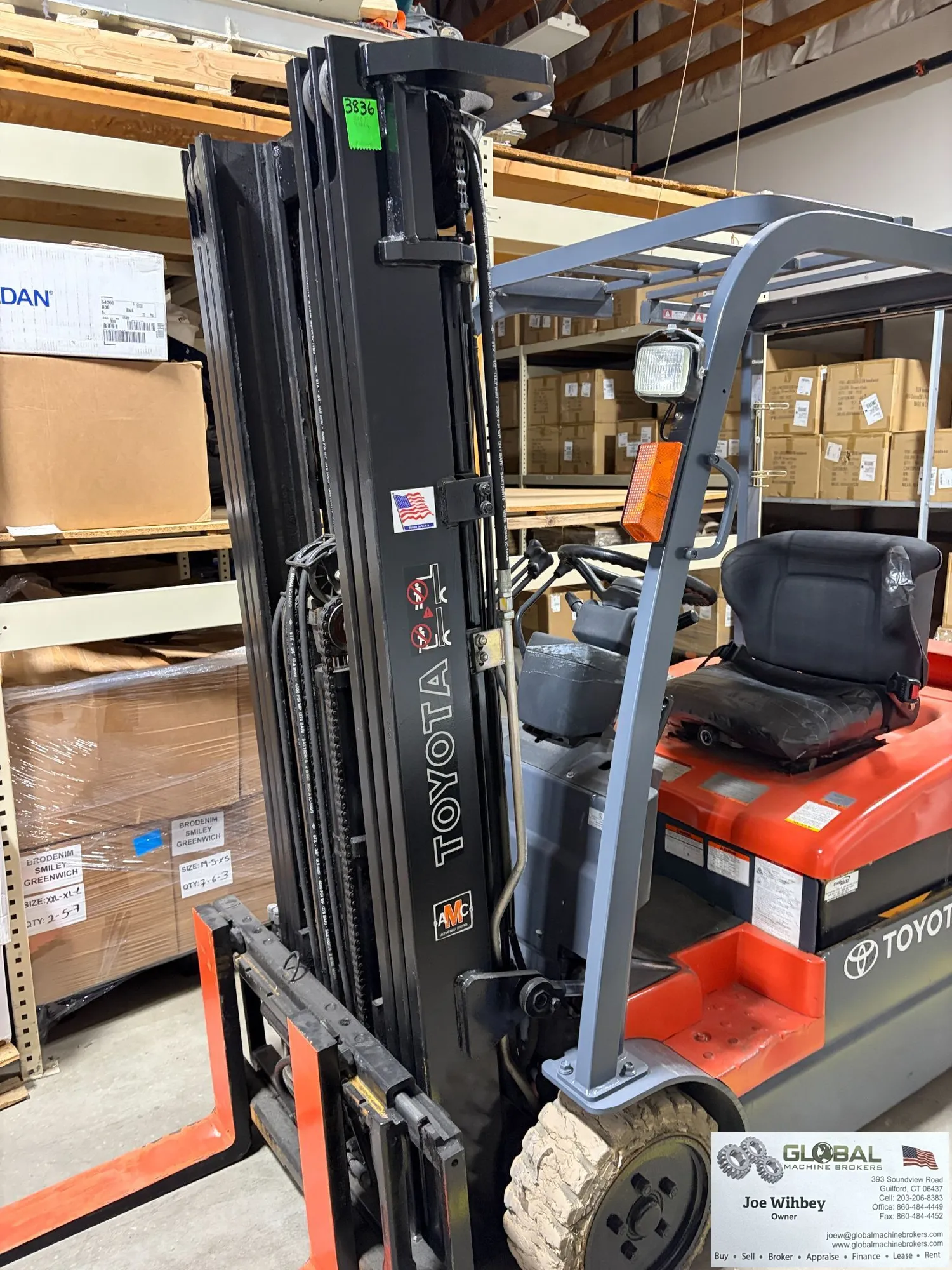 TOYOTA 7FBEU20 4k Capacity Electric. Forklift 189 Max Height 48 Volts