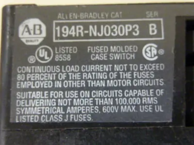 USED ALLEN BRADLEY 194R-NJ030P3 SER B