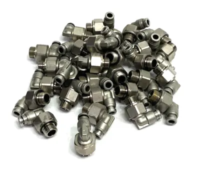 USED SMC METAL MALE ELBOW SWIVEL FITTING 10MM OD TUBE
