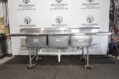 104” HEAVY DUTY THREE COMPARTMENT WITH 2 DRAINBOARD STAINLESS STEEL SINK (LOCAL PICK UP ONLY)