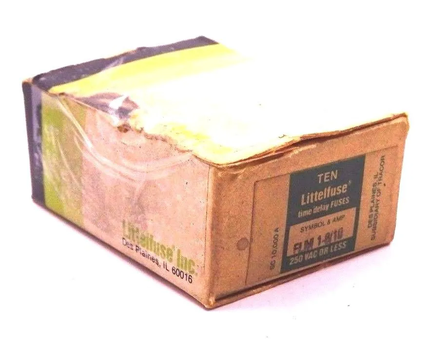 NEW BOX OF 10 LITTELFUSE FLM 1-8/10 TIME DELAY FUSES