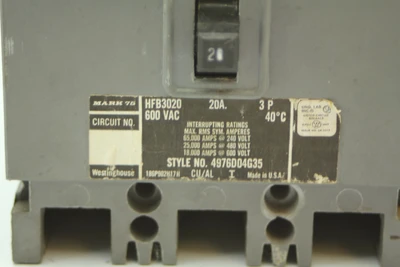 Used Westinghouse HFB3020 Circuit Breakers California US | Davliegogo LLC #1705242