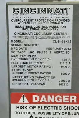 2013 CINCINNATI CL-940 Lasers, CNC | Westbrook Engineering (23)