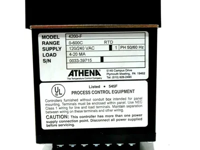 NEW ATHENA 4200-F TEMPERATURE CONTROLLER 4200F
