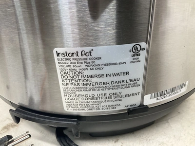 Used INSTANT POT DUO EVO PLUS 80 Restaurant Small Appliances Michigan US | Miedema Asset Management Group #1342172