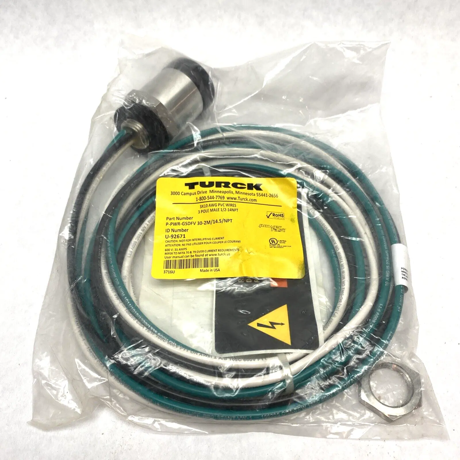 NEW TURCK POWER FAST CABLE U-92671