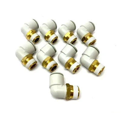USED SMC PNEUMATIC ELBOW FITTING MALE 1/2" BSPT 16MM TUBE