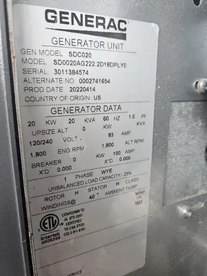 NEW 2022 GENERAC SDC020