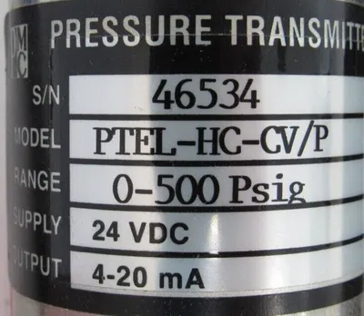 USED PMC PTEL-HC-CV/P PRESSURE TRANSMITTER 0-500PSI 24V PTELHCCVP