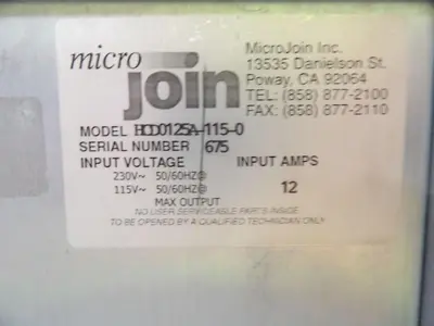 Used MICRO JOIN HOD0125A-115-0 VTA90-B-X Welding Machinery (Other) Texas US | Aucto #1307239