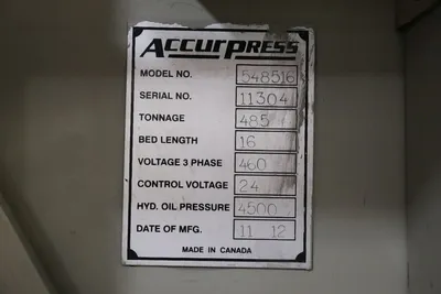 2012 ACCURPRESS ACCELL 548516 Press Brakes | Universal Press & Machinery (UPM) (16)