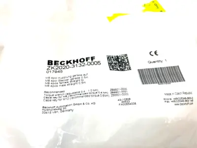 USED BECKHOFF DOUBLE ENDED POWER CABLE M8 4-POS MALE TO FEM
