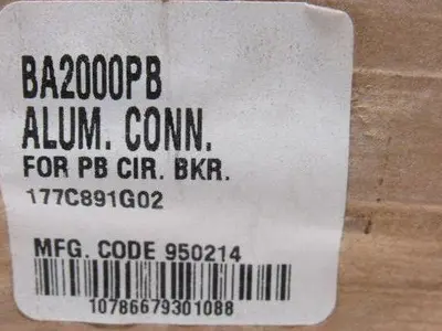 Westinghouse BA2000PB Alum Buss Bar Circuit Breaker PB Breaker Type Connector