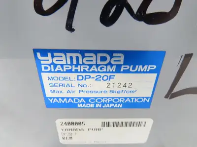 Yamada DP-20F High Purity Diaphragm Pump Pneumatic Air 30-70psi 14.3GPM 3/4"NPT