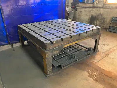 6' X 6' STEEL SLOTTED WORK LAYOUT TABLE WITH DIRECTIONAL T SLOTS: YOBRO #24457
