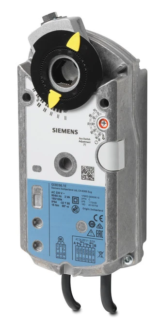 Siemens GEB336.1E Rotary Air Damper Actuator, AC 230 V, 3-Position, 15 Nm, 150 s [New]