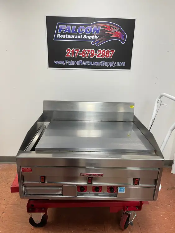 Used Magikitchn Used 36" MagiKitch'n MKE-36-STL Electric Griddle with Thermostatic Controls 208V, 3 Ph - FG5 Commercial Flat Top Griddles Illinois US | Falcon Restaurant Supply #1374873
