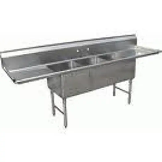 3 COMPARTMENT 18" SINK - TWO DRAINBOARDS - With approval  sticker