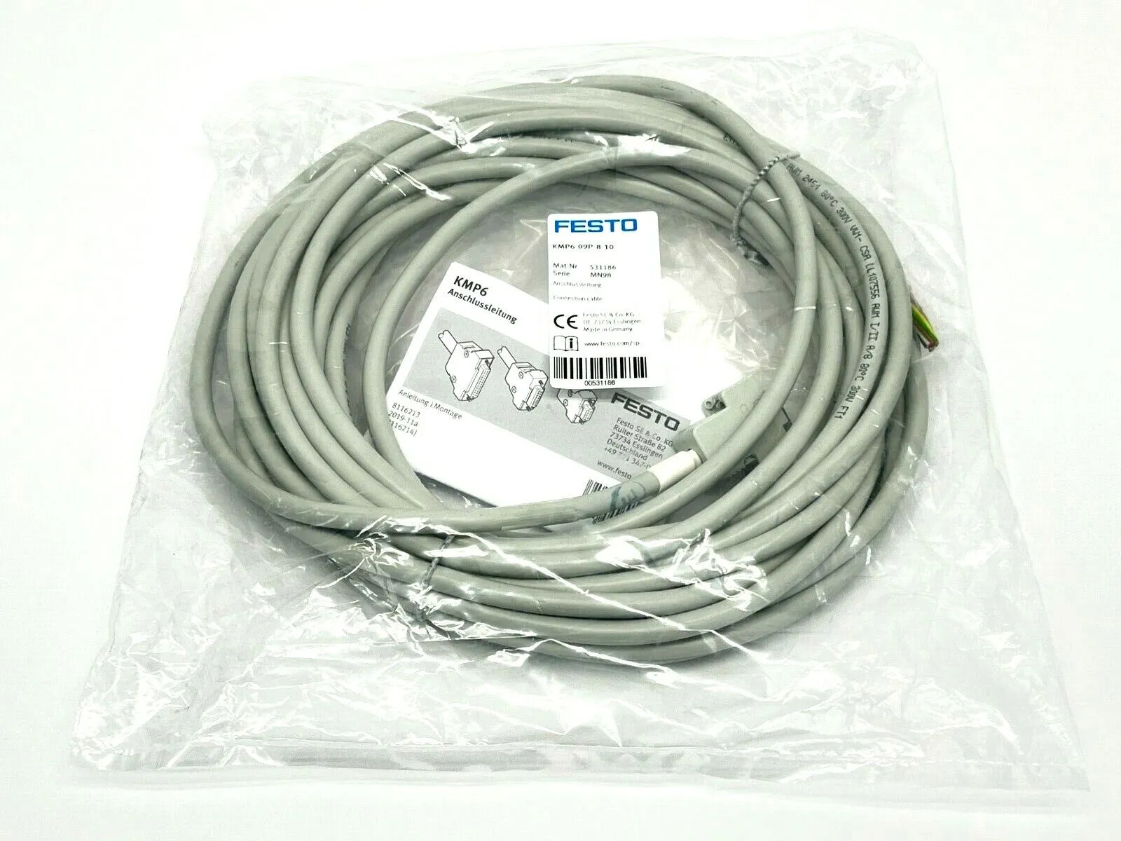 KMP6-09P-8-10,531186 | Festo KMP6-09P-8-10 Connecting Cable 10M 531186 - New