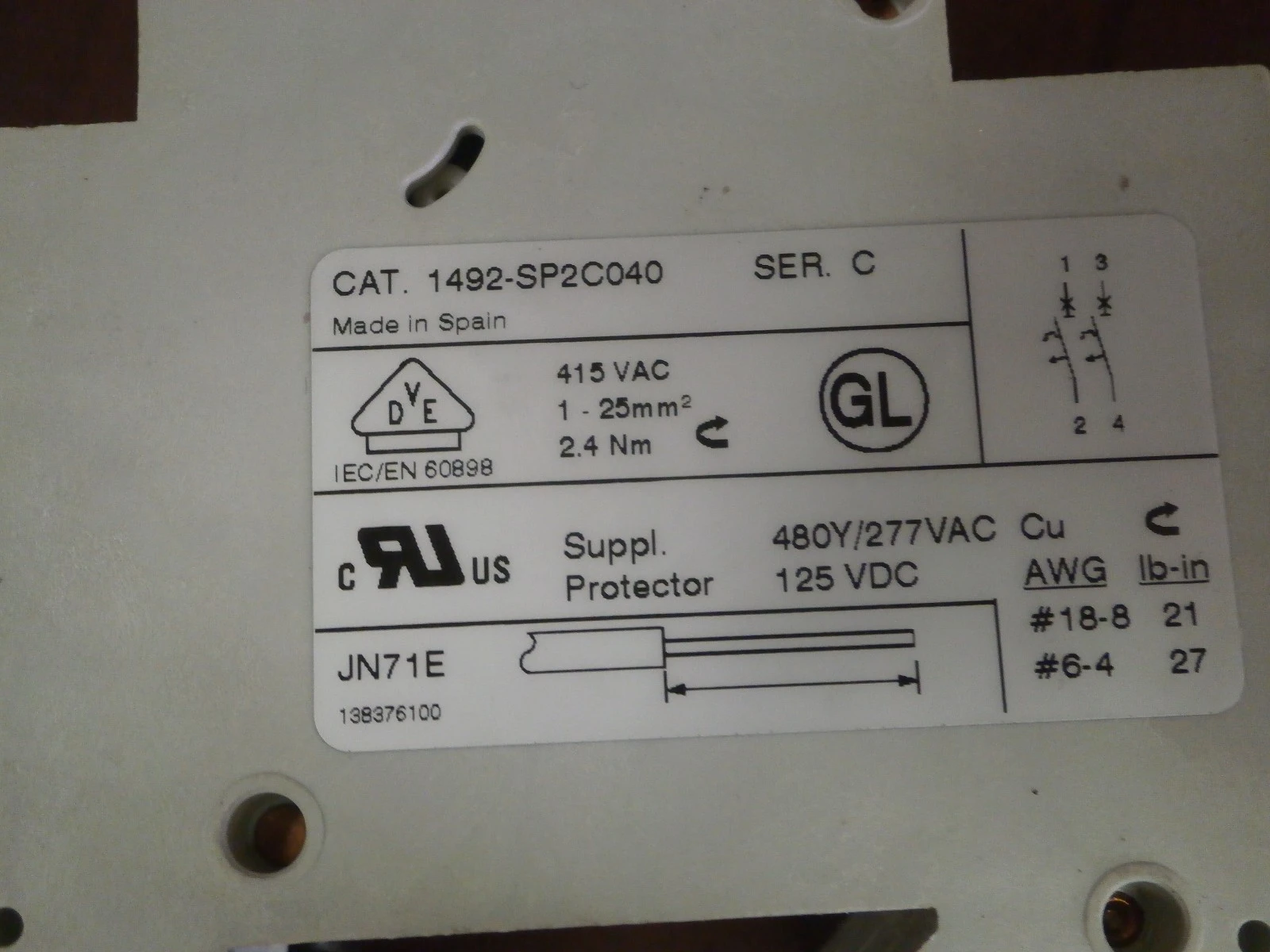USED Allen-Bradley 1492SP2C040